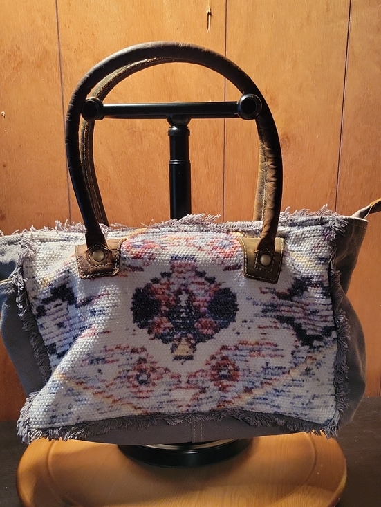 Myra Bag Handbags - Myra Women’s Woven Tapestry Tote Bag in Multi-Color with Brown Handles